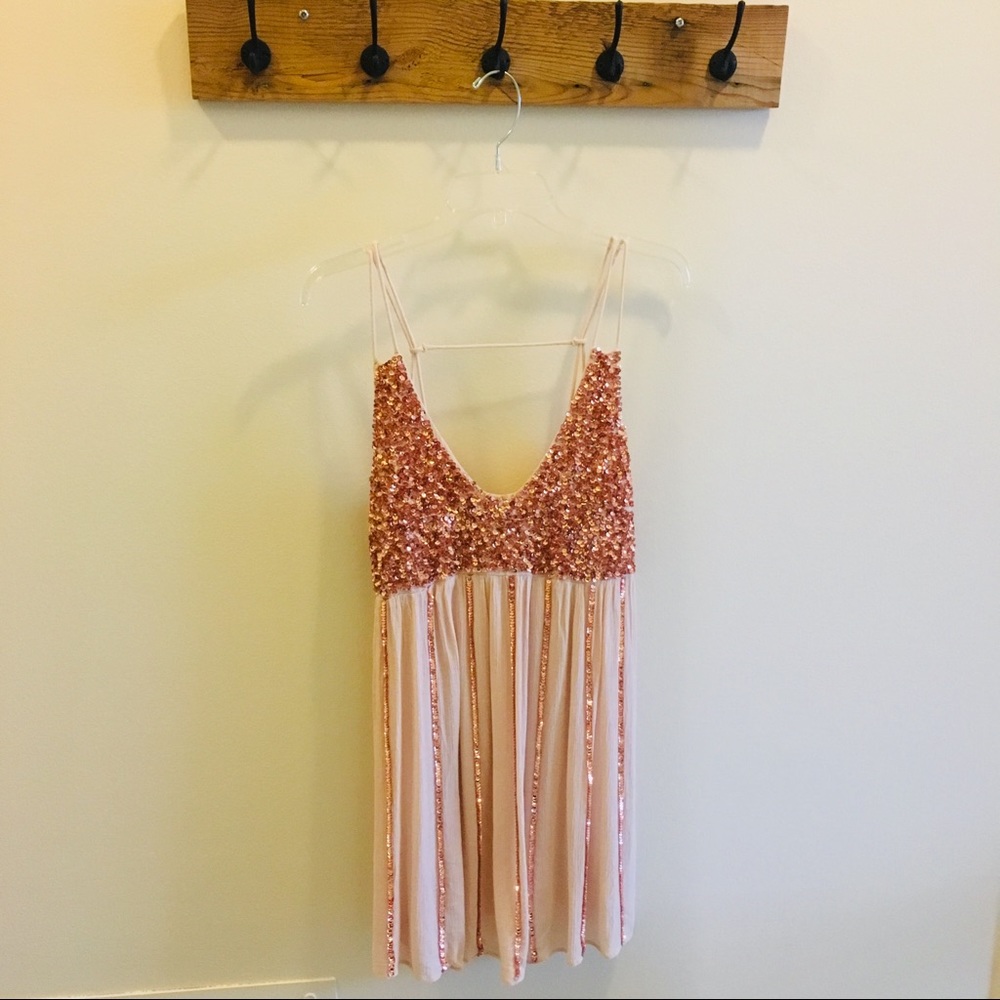 Free People Rose Gold Sequin Dress - NWOT
